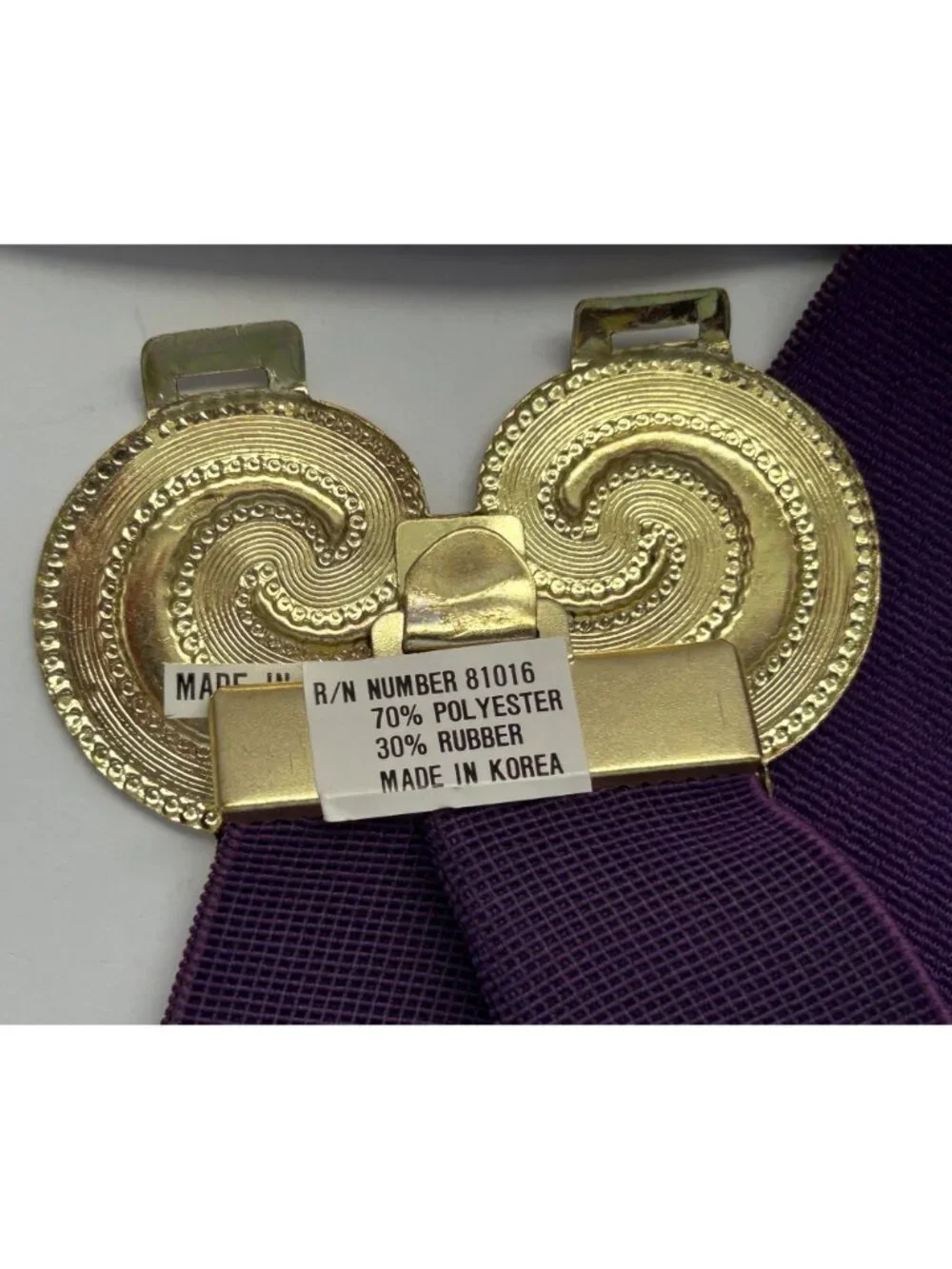 Vintage Purple Stretch Waist Cincher Belt Gold Ornate Clasp Disco Retro Boho